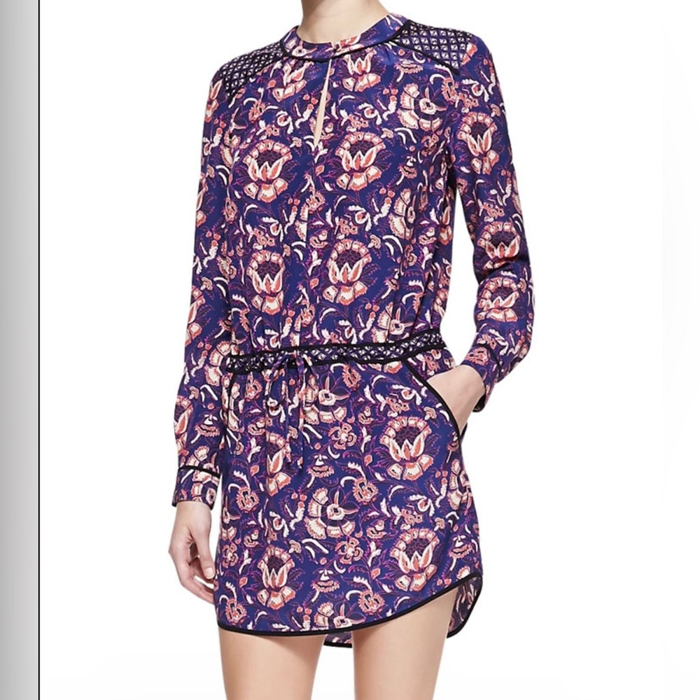 Veronica Beard silk keyhole floral print mini dress